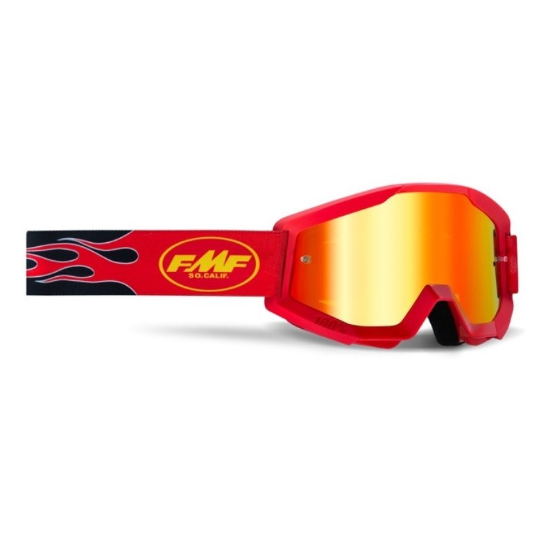 GAFAS MOTOCROSS FMF POWERCORE YOUTH JUNIOR FLAME RED - MIRROR RED