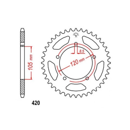 Corona de 51 dientes paso 420 para Aprilia RX 50cc JT Sprokets