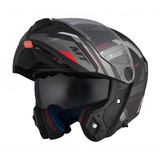 Casco Modular Atom 2 SV Bast FU404SV D5 22-06 Negro Rojo Mate MT