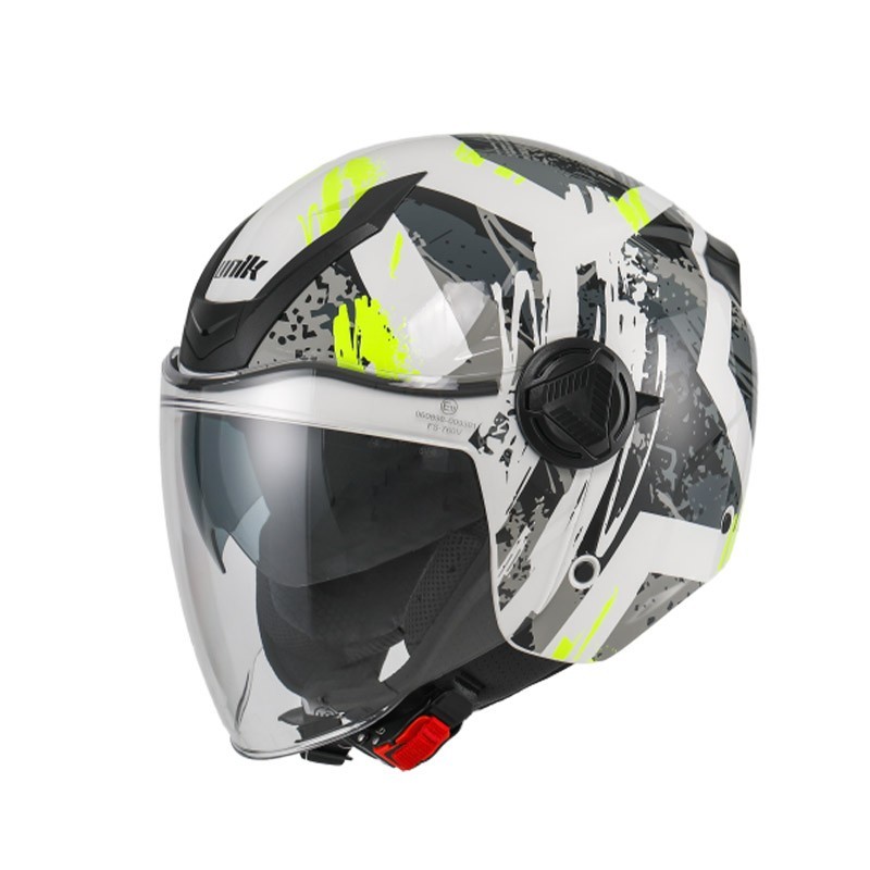 Casco Jet Unik con gafa solar VENUS DV blanco - amarillo varias tallas