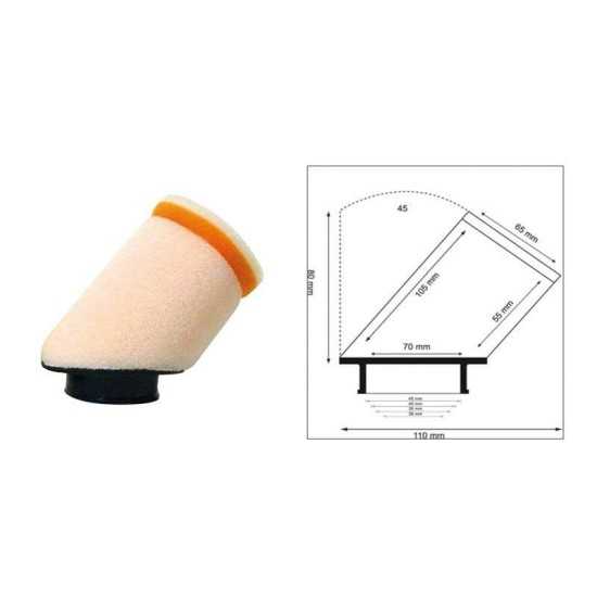 Filtro de aire Twin Air cilíndrico 45° manguito Ø40mm - 158975