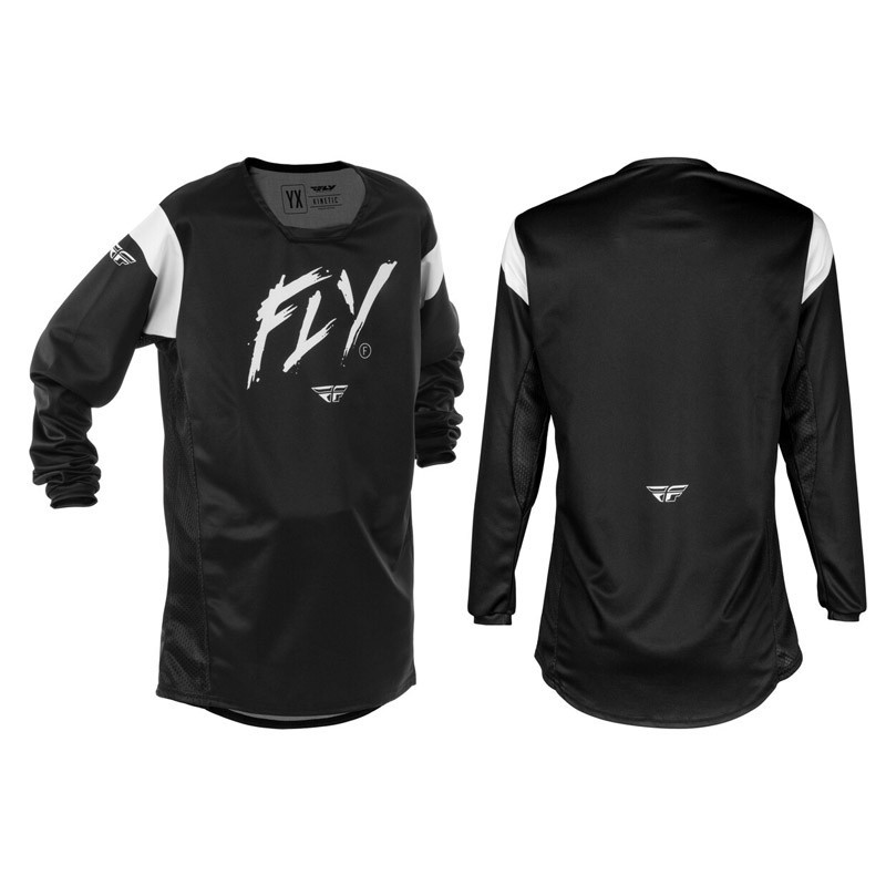 Camiseta infantil FLY RACING Kinetic Stoke negra y blanca