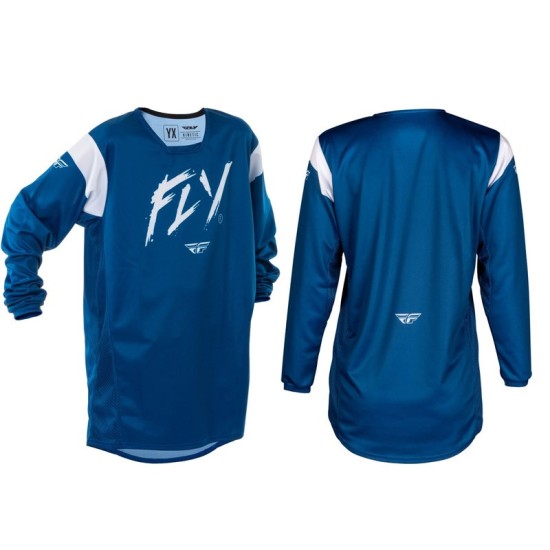 Camiseta infantil FLY RACING Kinetic Stoke azul y blanca