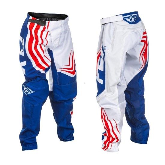 Pantalón infantil FLY RACING F-16 blanco rojo y azul