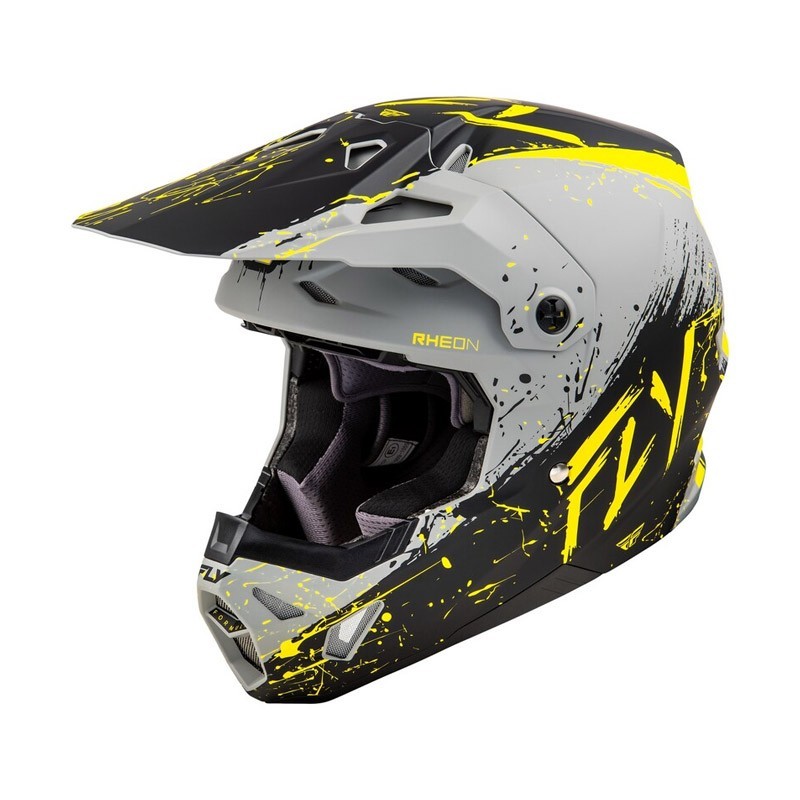 Casco FLY RACING Formula CP Manic gris mate y amarillo