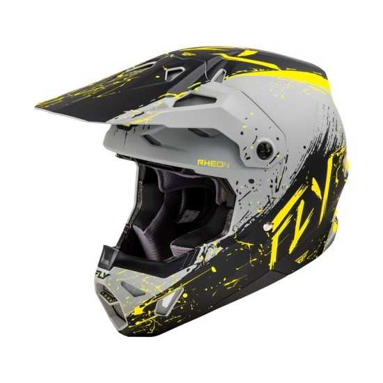 Casco FLY RACING Formula CP Manic gris mate y amarillo Casco FLY RACING Formula CP Manic gris mate y amarillo