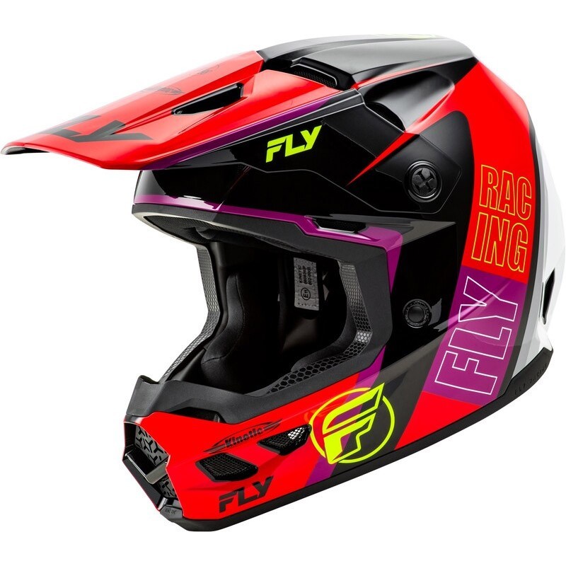 Casco FLY RACING Kinetic Rally rojo negro y blanco