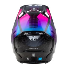 Casco MX FLY RACING Formula S Carbon Protocol carbono rosa negro y Azul