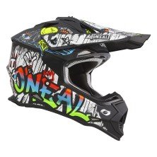 Casco de Cross 2SRS Rancid blanco y negro Glitch O'Neal