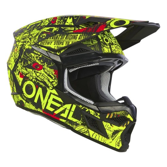 Casco infantil de Cross 1SRS Attack negro y fluor O'Neal