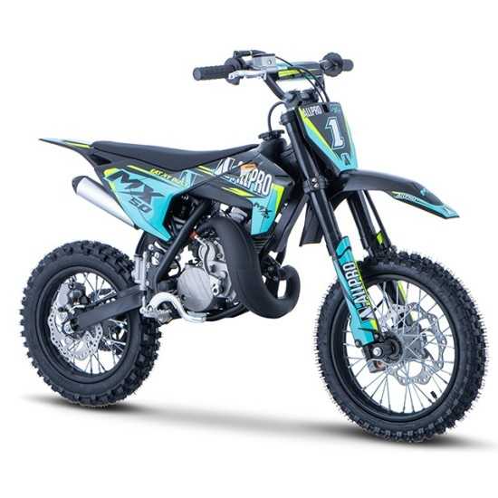 Pitbike infantil Minicross 50cc MX 2T AC llanta 12/10 Allpro - Azul