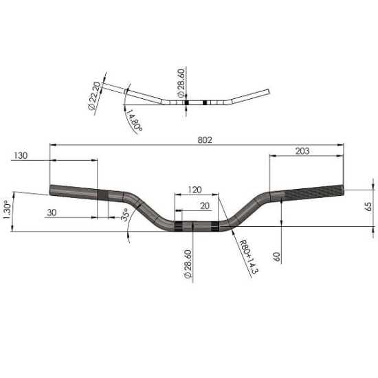 Manillar de aluminio 28mm Noend - gris
