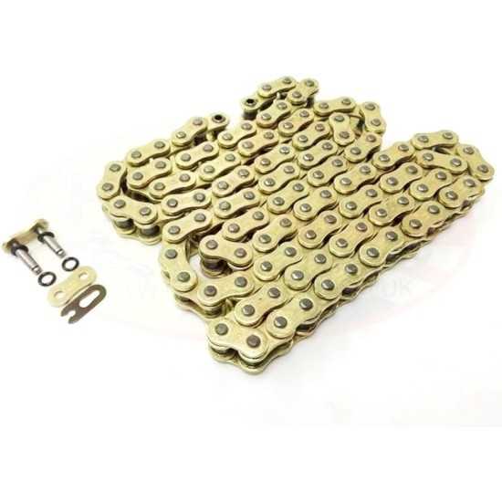 Cadena de moto con remache 525x2 dorado 108
