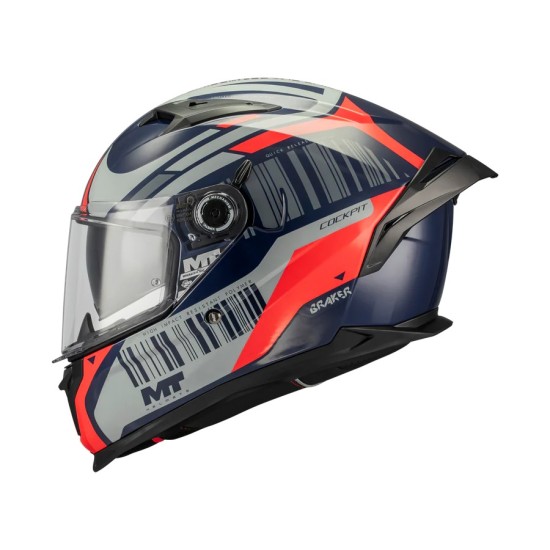 Casco Braker SV Cockpit C5 Gris/ Rojo Brillo MT Helmets