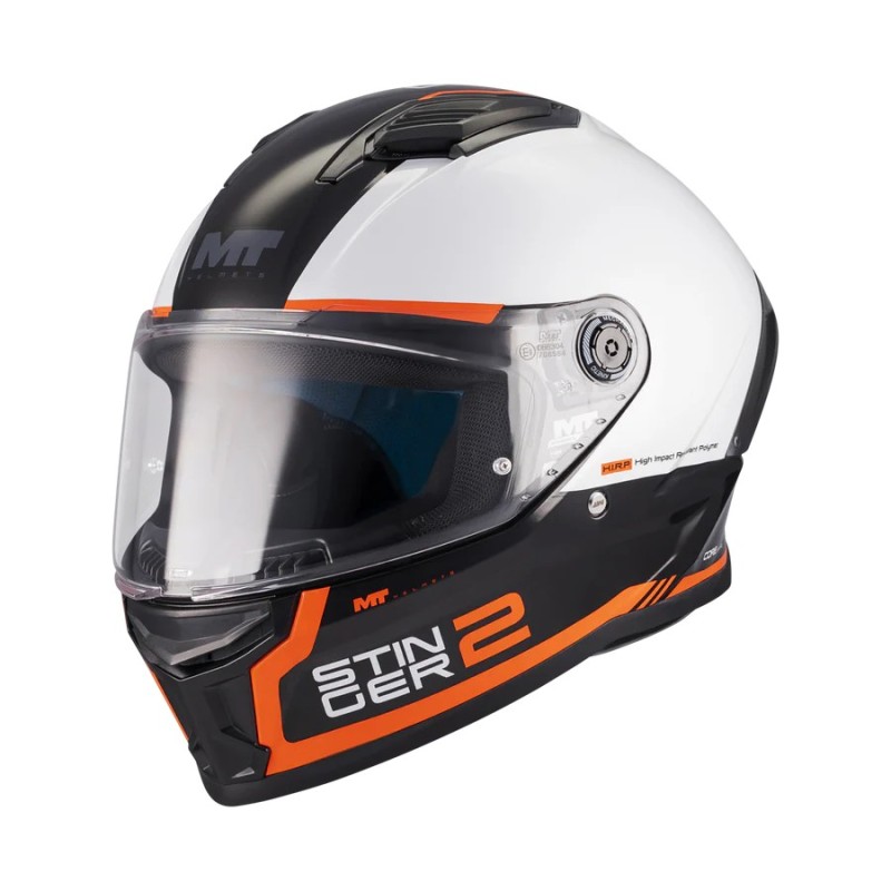 Casco Stinger 2 Core BO Blanco/ Naranja Brillo MT Helmets