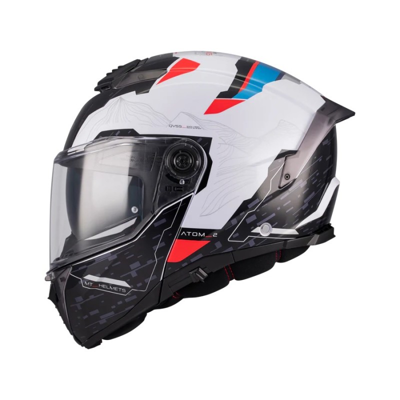 Casco Modular Atom 2 Highlands A7 Blanco/ Negro Brillo MT Helmets