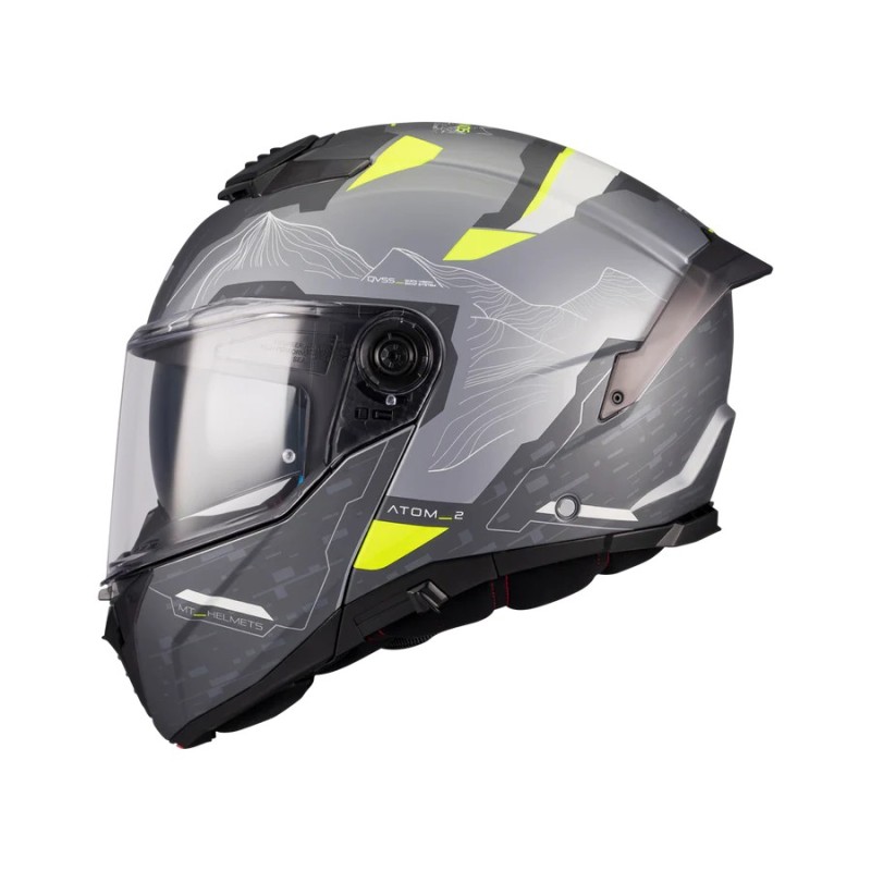 Casco Modular Atom 2 SV Highlands E2 Gris/ Amarillo Mate MT Helmets