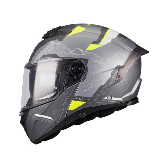 Casco Modular Atom 2 SV Highlands E2 Gris/ Amarillo Mate MT Helmets