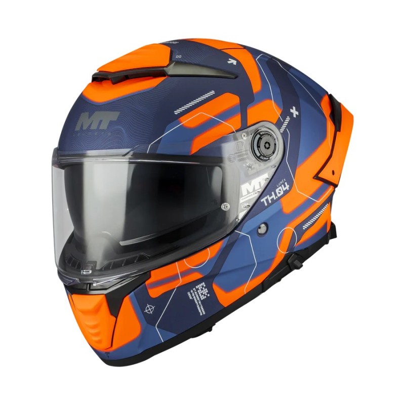 Casco Thunder 4 SV Lumex C24 Azul/ Naranja Mate MT Helmets