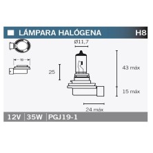 Bombilla H8 12v 35w PGJ19-1 halógena Vicma