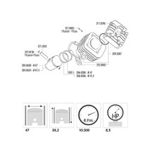 Kit cilindro Minarelli horizontal AC hierro 70cc Polini