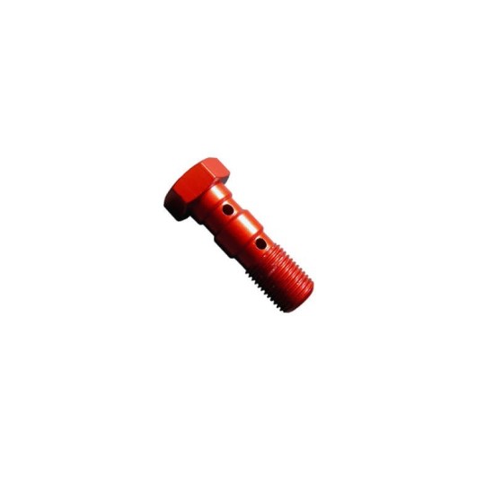 Tornillo Banjo doble M10 X 1.00  rojo aluminio