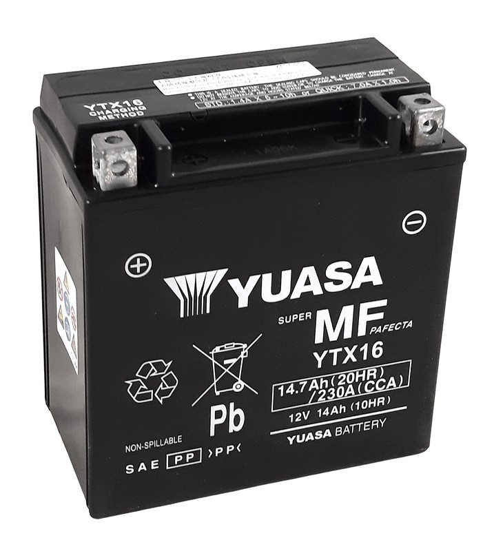 Batería Moto YTX16 FA Yuasa sin mantenimiento Activada