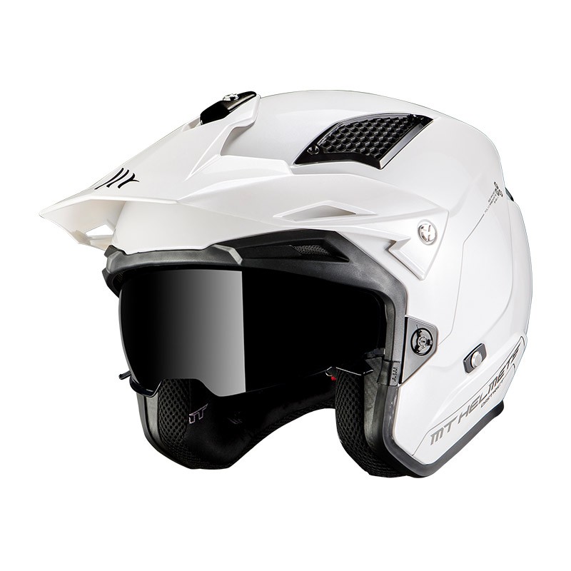 Casco trial District SVS Solid A1 en color Blanco Brillo MT Helmets