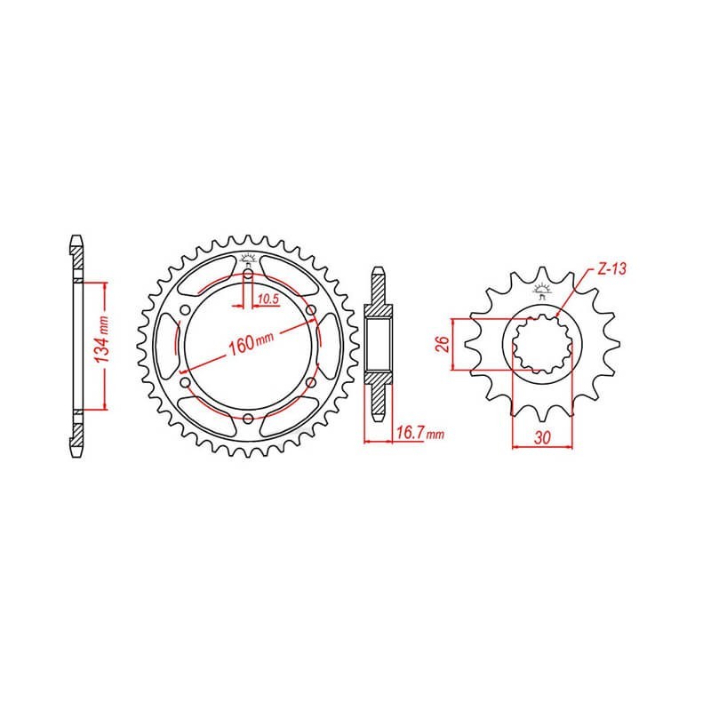 Kit arrastre JT Honda CBR 600 RR 2006 16-42 112 Eslabones